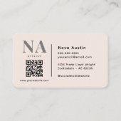 Monogram Luxe Esthetische Roze QR-code Visitekaartje (Achterkant)