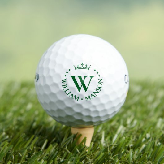 Monogram Luxe Golf Royal Crown Stars Groen Golfballen (Insitu Shirt)