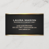 Monogram Luxe Gouden Metallic Banner Zwarte Mesh Visitekaartje (Achterkant)