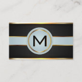 Monogram Luxe Gouden Metallic Banner Zwarte Mesh Visitekaartje (Voorkant)