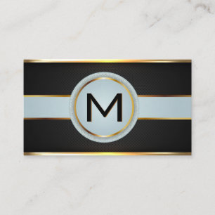 Monogram Luxe Gouden Metallic Banner Zwarte Mesh Visitekaartje