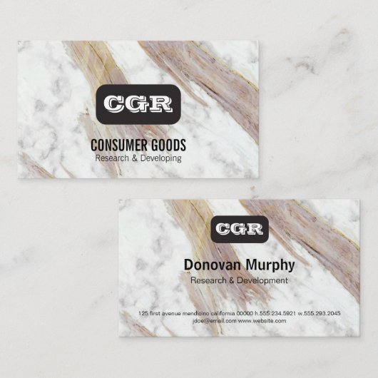 Monogram | Luxe Marmer Visitekaartje (Voorkant / Achterkant)