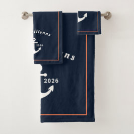 Monogram Luxe Navy Miami Jachtanker Koraal Bad Handdoek