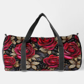 Monogram Luxe Rode Rose Bloemen Patroon Plunjezak (Achterkant)