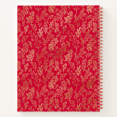 Monogram luxe rood bladgoud patroon feestelijk notitieboek (Achterkant)
