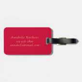 Monogram Luxe Rood Goud Blad Patroon Festief Bagagelabel (Achterkant horizontaal)