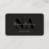 Monogram Luxe Trendy Esthetisch Goud Zwart QR Code Visitekaartje (Voorkant)