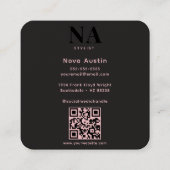 Monogram Luxe Trendy Esthetisch Roze Zwart QR Code Vierkante Visitekaartje (Achterkant)