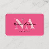 Monogram Luxe Trendy Esthetische Cute Roze QR-code Visitekaartje (Voorkant)