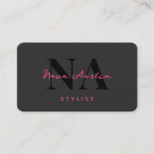 Monogram Luxe Trendy Esthetische Heet Roze QR Code Visitekaartje (Voorkant)