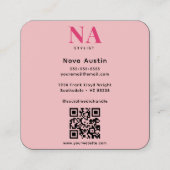 Monogram Luxe Trendy Esthetische Hot Pink QR-code Vierkante Visitekaartje (Achterkant)