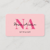 Monogram Luxe Trendy Esthetische Hot Pink QR-code Visitekaartje (Voorkant)