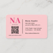 Monogram Luxe Trendy Esthetische Hot Pink QR-code Visitekaartje (Achterkant)
