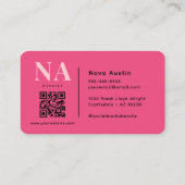 Monogram Luxe Trendy Esthetische Hot Pink QR-code Visitekaartje (Achterkant)