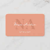 Monogram Luxe Trendy Esthetische Koraalroze QR Cod Visitekaartje (Voorkant)