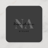 Monogram Luxe Trendy Esthetische Roze QR-code Vierkante Visitekaartje (Voorkant)