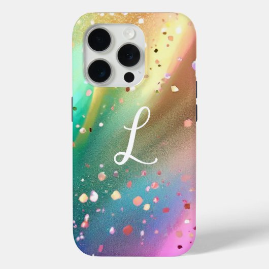 Monogram luxueuze glitter regenboog Case-Mate iPhone case (Achterkant)