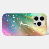 Monogram luxueuze glitter regenboog Case-Mate iPhone case (Achterkant (horizontaal))