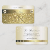 Monogram Luxurie Gold Glitter Sparkelende Stars Visitekaartje (Voorkant / Achterkant)
