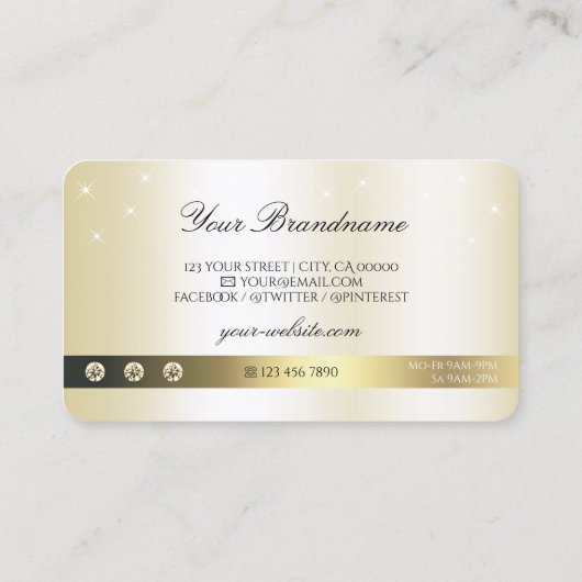 Monogram Luxurie Gold Glitter Sparkelende Stars Visitekaartje (Achterkant)