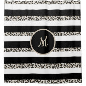 Monogram Luxury Black en Roos Gold Shower Curtain Douchegordijn (Voorkant)