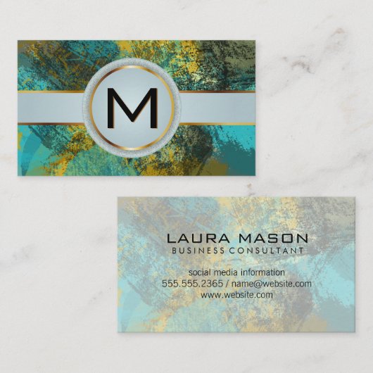 Monogram Luxury Gold | Artistic Texture Paint Visitekaartje (Voorkant / Achterkant)
