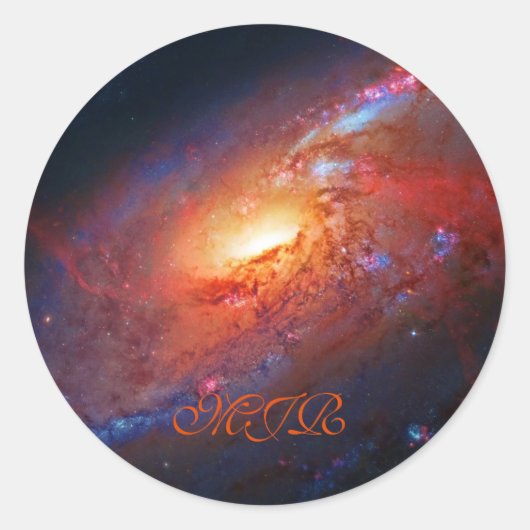 Monogram, M106 Spiral Galaxy, Canes Venatici Ronde Sticker (Voorkant)