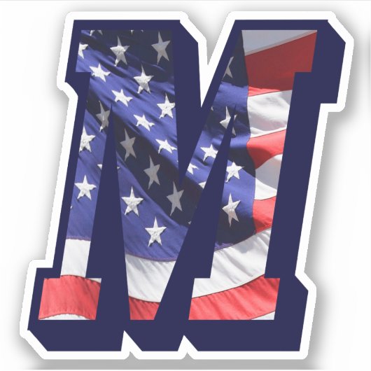 Monogram M American Flag Letter M Initiaal USA Sticker (Voorkant)