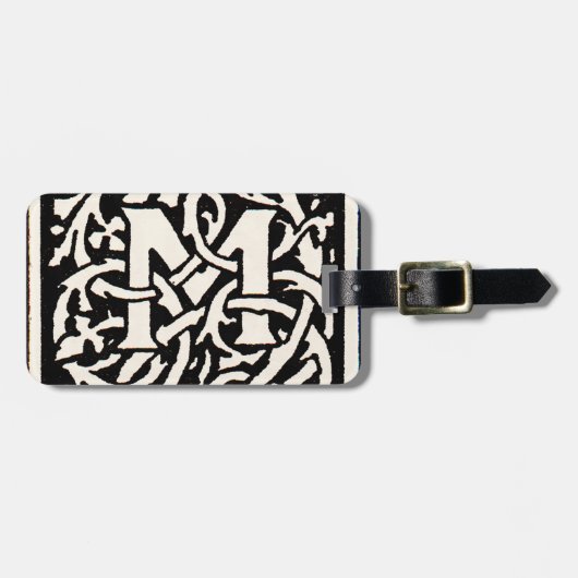  Monogram M Art Nouveau Letter Bagagelabel (Voorkant horizontaal)