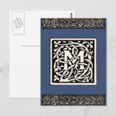 Monogram M Art Nouveau Letter Briefkaart (Voorkant / Achterkant)