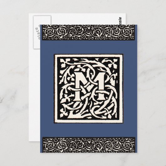 Monogram M Art Nouveau Letter Briefkaart (Voorkant / Achterkant)