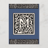 Monogram M Art Nouveau Letter Briefkaart (Voorkant)