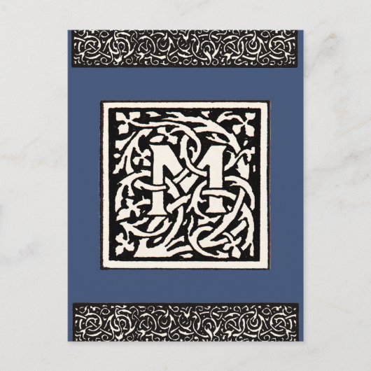 Monogram M Art Nouveau Letter Briefkaart (Voorkant)