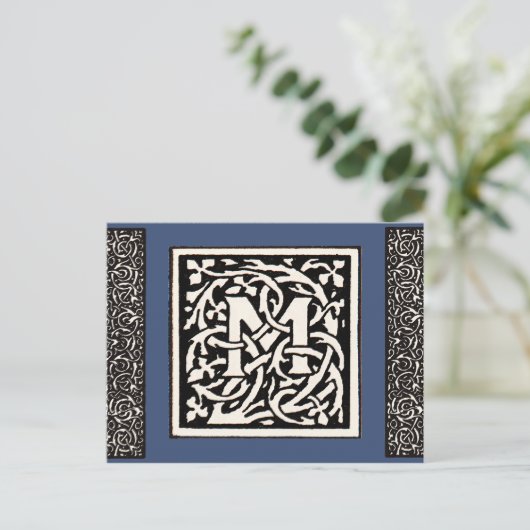  Monogram M Art Nouveau Letter Briefkaart (Staand voorkant)