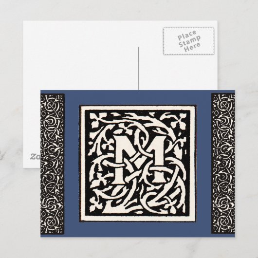  Monogram M Art Nouveau Letter Briefkaart (Voorkant / Achterkant)
