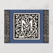  Monogram M Art Nouveau Letter Briefkaart (Voorkant)