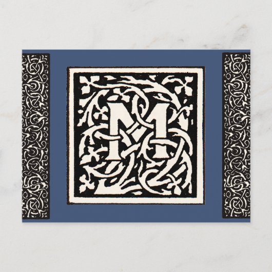 Monogram M Art Nouveau Letter Briefkaart (Voorkant)