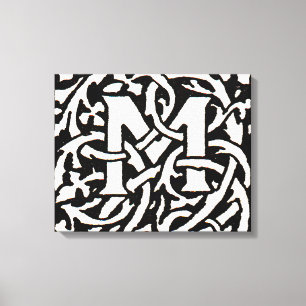  Monogram M Art Nouveau Letter Canvas Afdruk
