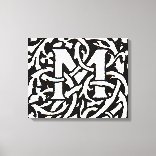 Monogram M Art Nouveau Letter Canvas Afdruk (Voorkant)