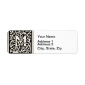 Monogram M Art Nouveau Letter Etiket (Voorkant)