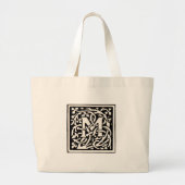  Monogram M Art Nouveau Letter Grote Tote Bag (Voorkant)
