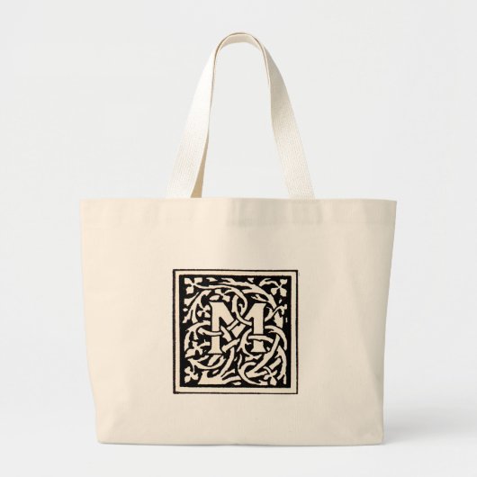  Monogram M Art Nouveau Letter Grote Tote Bag (Voorkant)