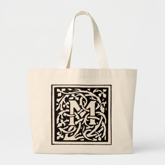  Monogram M Art Nouveau Letter Grote Tote Bag (Voorkant)