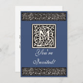 Monogram M Art Nouveau Letter Kaart (Voorkant / Achterkant)