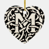 Monogram M Art Nouveau Letter Keramisch Ornament (Voorkant)