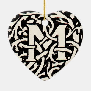 Monogram M Art Nouveau Letter Keramisch Ornament