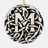 Monogram M Art Nouveau Letter Keramisch Ornament (Voorkant)