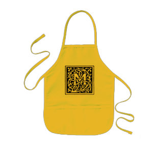 Monogram M Art Nouveau Letter Kinder Schort