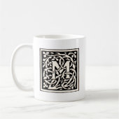  Monogram M Art Nouveau Letter Koffiemok (Links)