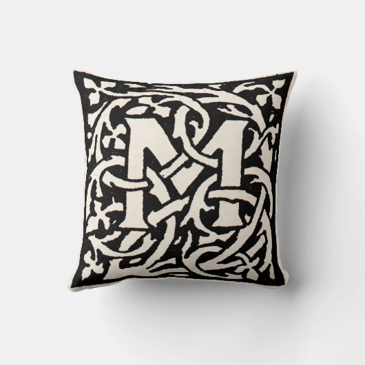 Monogram M Art Nouveau Letter Kussen (Achterkant)